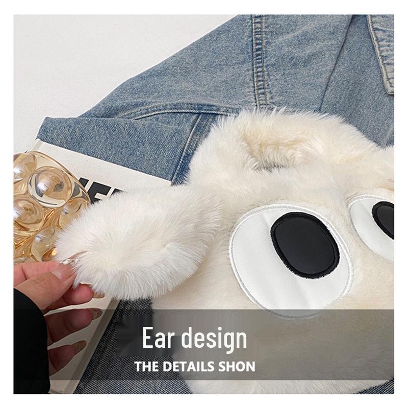 Adorable Big-Eyed Dog Plush Crossbody Bag - Fashionable Chain Design