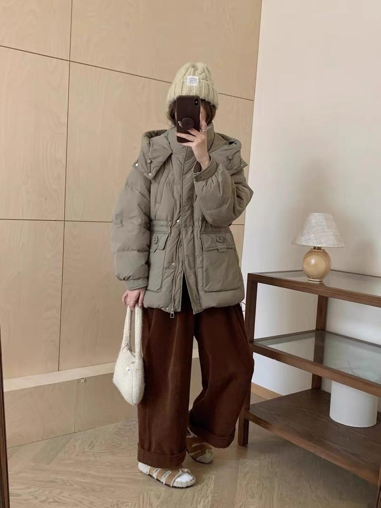 Down jacket women's thickened white duck down jacket winter warm simple style short feather jacket