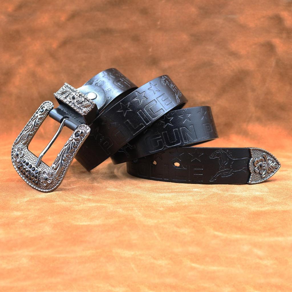 Men's Handmade Retro Leather Belt with Pin Buckle - Versatile for Jeans