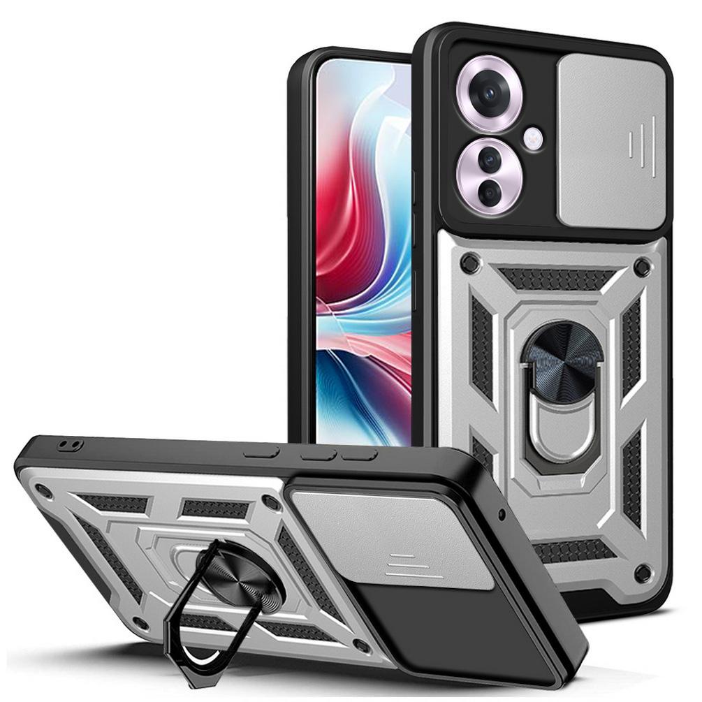 

Защитный чехол для камеры Reno 11F 11 Pro 10 Pro Reno 8T 8 Pro + 7 Pro 7Z 6 6Z 5 OPPO Find X5 Lite Armor Hybrid Ring Cover For Reno 5 серебряный