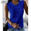 HNXC Women's Fashion Casual Solid Color Print Sleeveless O Neck Blouses & Shirts