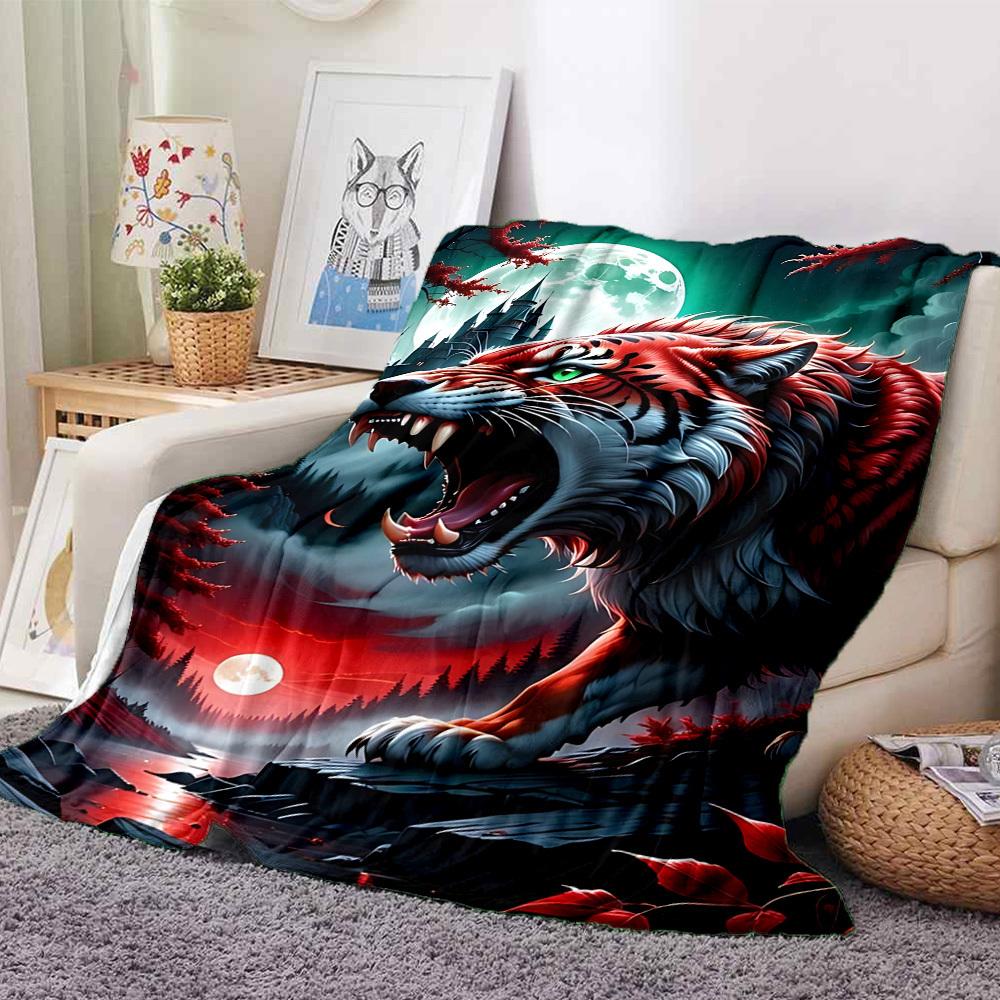 1pc Fantasy Tiger Blanket Lightweight Blanket Throw Blanket For Sofa, Bed, Travel, Camping, Livingroom, Office, Couch, Chair yy251010086