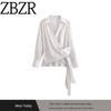 Za Export New Arrival Women's Clothing ZR Fashion Style Fashion Stripes Waist Lace-up Long Sleeves Shirt 9045249