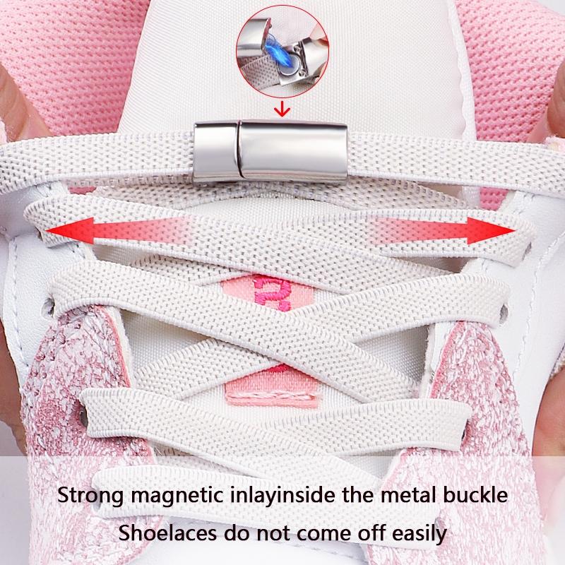 Magnetic Shoe Laces Without Ties Flat Elastic Laces Sneakers Boots No Tie Shoelace Rubber Bands for Shoes Accessories 2Pair