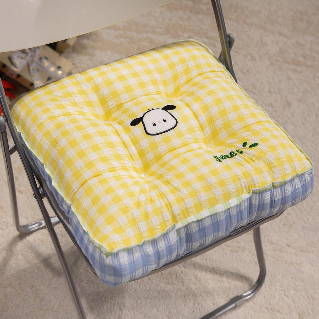 Pattern Square Grid Pad Office Chair Cushion For Girls Room And Study Use Area