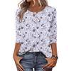 T-shirt casual da donna alla moda stampata a girocollo a sette maniche