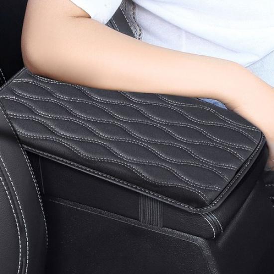 1PC Car Armrest Pad Cover Auto Center Console Box PU Leather Cushion Mat Black