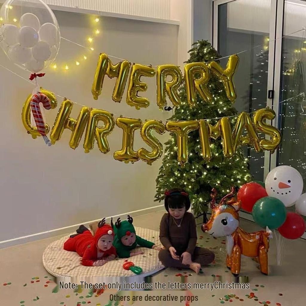 Large Christmas Tree and Santa Claus Aluminum Foil Balloons for Window Display 