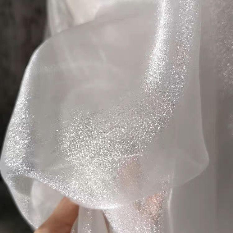 Thin pearlized silk organza fabric suitable for wedding dresses formal gowns decorations and DIY handmade clothing fabrics
