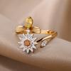 Anti-Stress Angstringe für Damen Goldfarbe Offen Verstellbar Drehbarer Ring Ästhetischer Hochzeitsmode Schmuck Geschenk