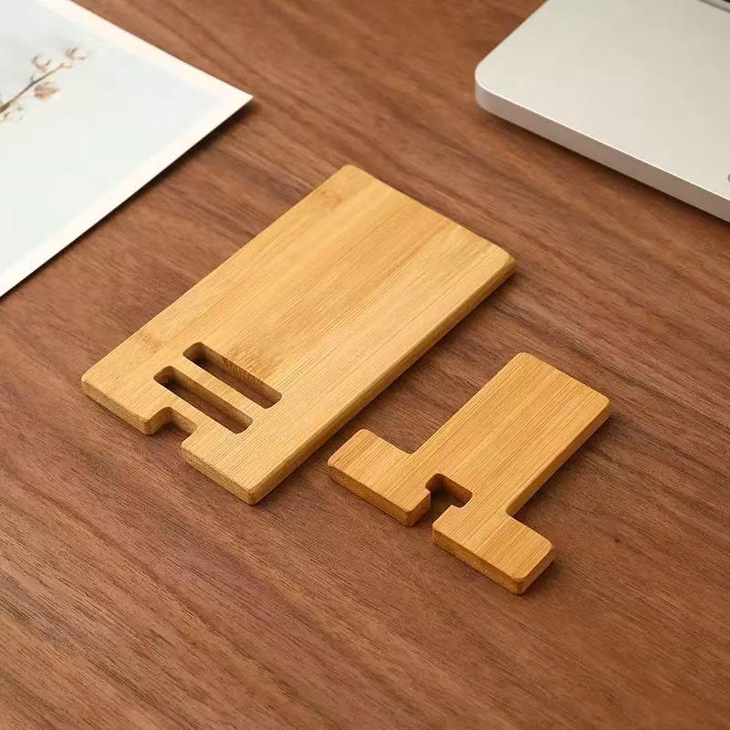 Customizable Solid Wood Phone and Tablet Stand with Base Ornament