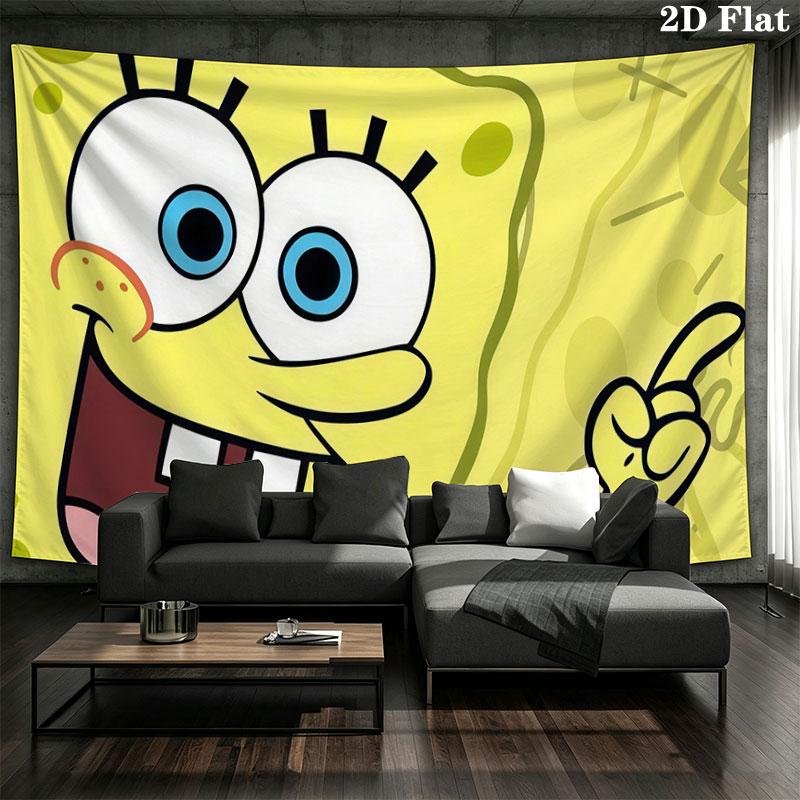 SpongeBob Wall tapestry, aesthetic printed fabric blanket, suitable for bedroom, living room, and home decor.