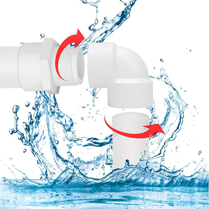 Gomito Filettato Femmina/Maschio in PVC da 1/2'' 3/4'' 1 pollice Adattatore Curva a 90 gradi per Tubo di Alimentazione Acqua in Plastica