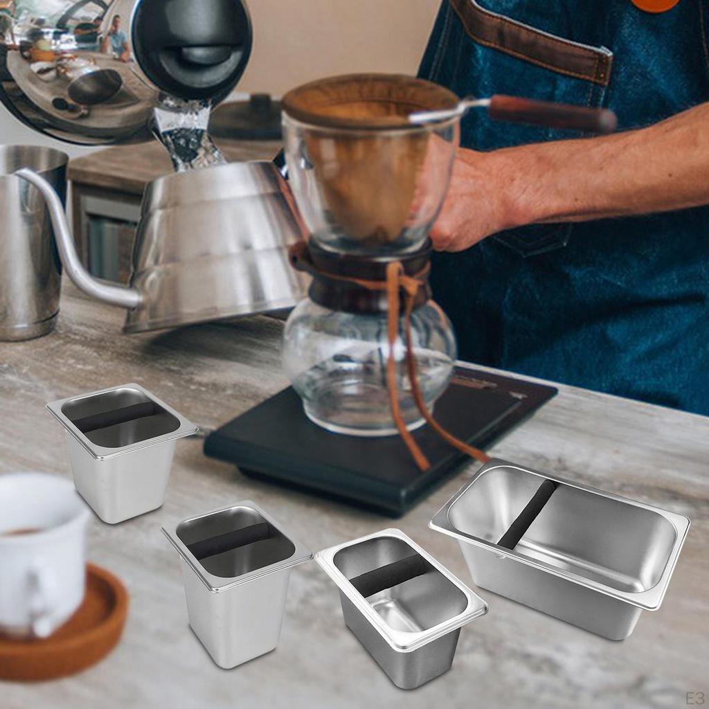 Premium Stainless Steel Espresso Knock Box with Silicone Bar for Home and Cafe Use