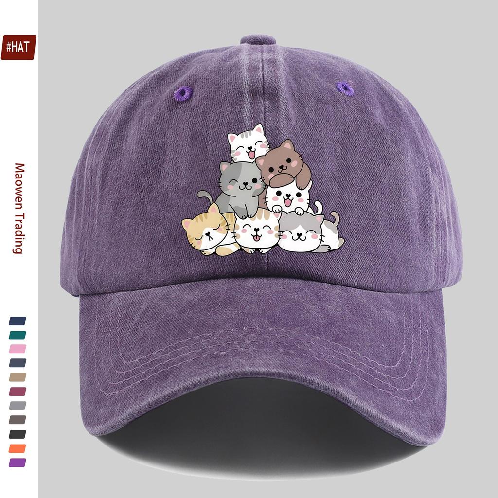Pc Unisex Cute Cat Print Baseball Cap with Multiple Pet Cat Print Designs Sun Hat Hunting Decorative Hat Adjustable Buckle S