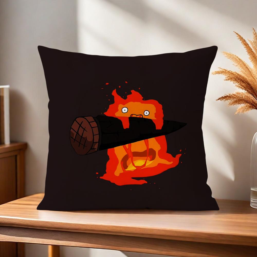 

cushion cover Comfortable soft Pillow Cartoon Case for Sofa Living Room Home office Cute Decor C-Calcifer and Protective Covers 30x30CM(12x12in)