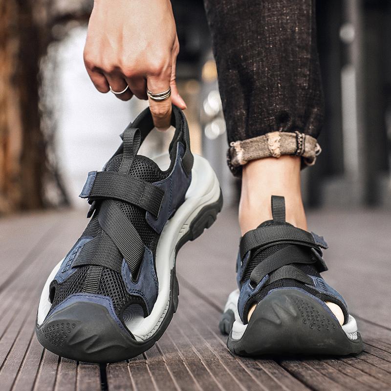 2024 Summer Men's Sandals New Non-slip Genuine Leather Sandals Soft Slippers Zapatos Flat For Mens Casual Shoes Sandalias Hombre