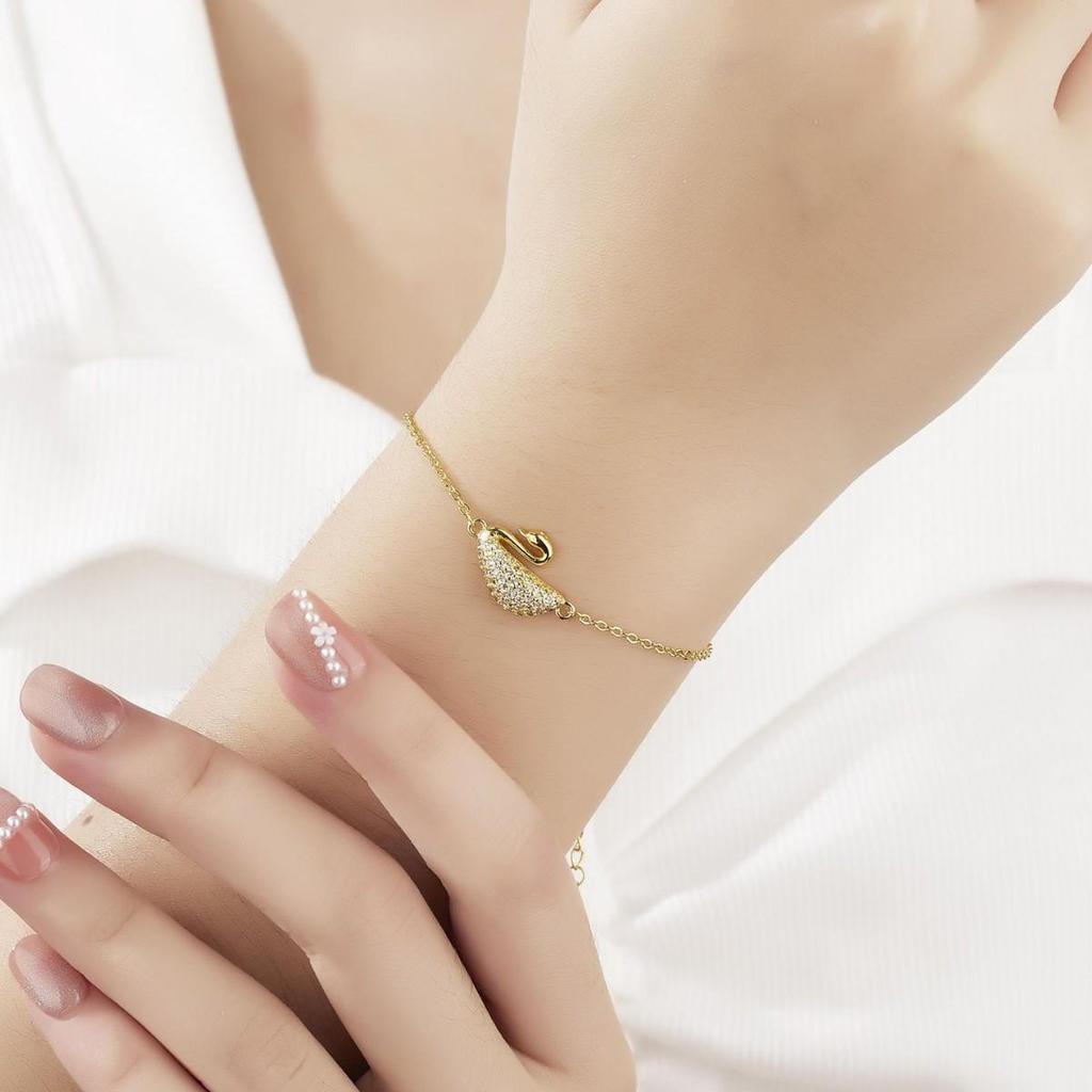 Korean Style Versatile Little Swan Adjustable Zircon Women's Bracelet