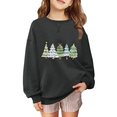 Kinder Modisches Lässiges Langarm Locker Weihnachts-Print Pullover Sweatshirt