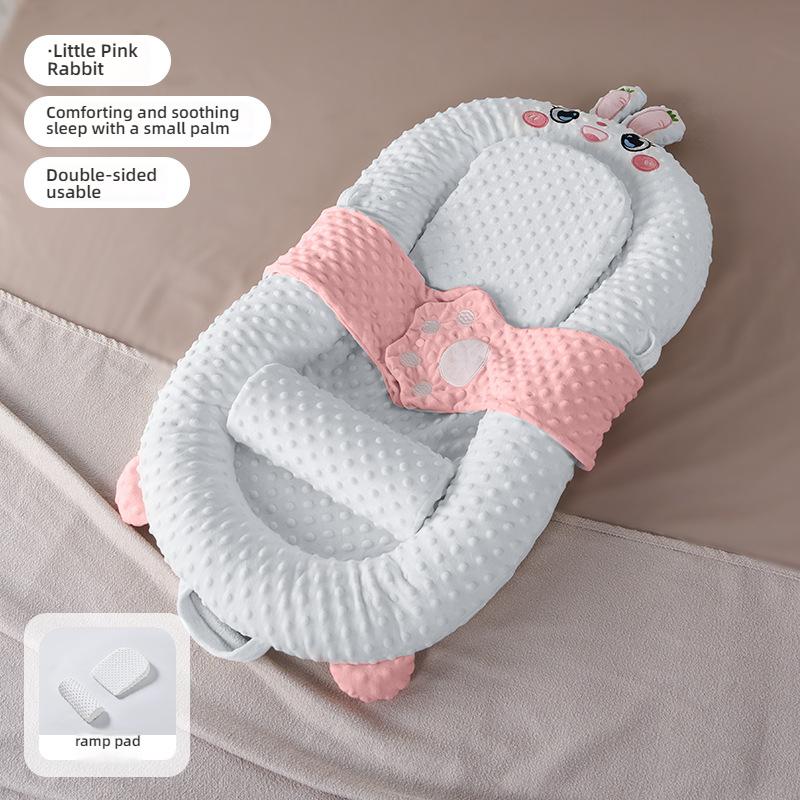 Newborns Soothing Crib with Slope Pad & Leg Rest and Toy Stand Rack for Comfort Nest Bed