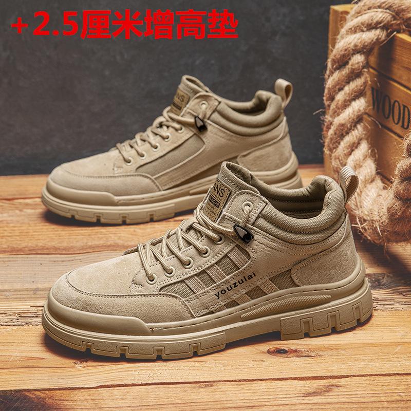 Leather Martin Boots Men's High Top American Retro Desert Boots Soft Sole Short Boots Medium Top
