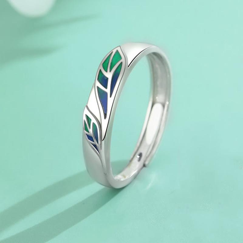 Affectionate Maimai Couple Ring Original Mori Simple Ring Leaf Guochao Jewelry
