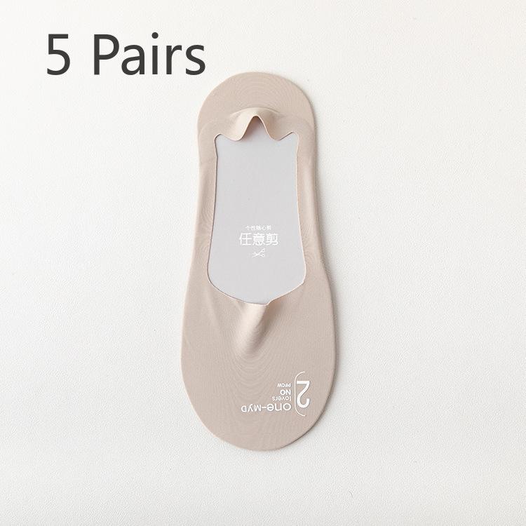 

5 пар мужских носков, короткие носки-лодочки на осень и зиму, носки Ice Silk с неглубокой горловиной, невидимые дезодорирующие силиконовые нескользящие носки 5 Pairs хаки