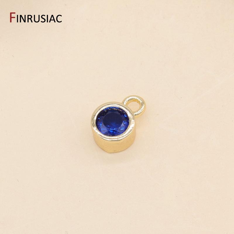 

14K Gold Plated Zirconia Birthstone Pendant 12 Months Color Stone For Jewelry Making DIY Necklace Bracelet Accessories 4 pieces сапфир синий