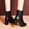 Martin Boots Women's New Autumn and Winter Velvet Boots Medium Heel High Heel Cotton Shoes Thick Heel Short Boots Soft Sole