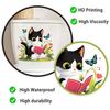 Reading Kitten with Butterflies and Flowers Toilet Wall Sticker Self-Adhesive Removable for Bedroom Living Room Bathroom Decor