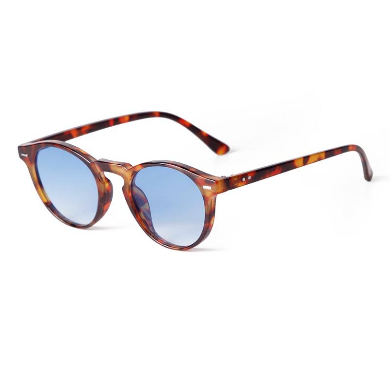 STORY Fashion Gradient Blue Lens Round Sunglasses Women Men Retro Rivet Tortoise Shell Sun Glasses UV Lentes  Mujer S22731