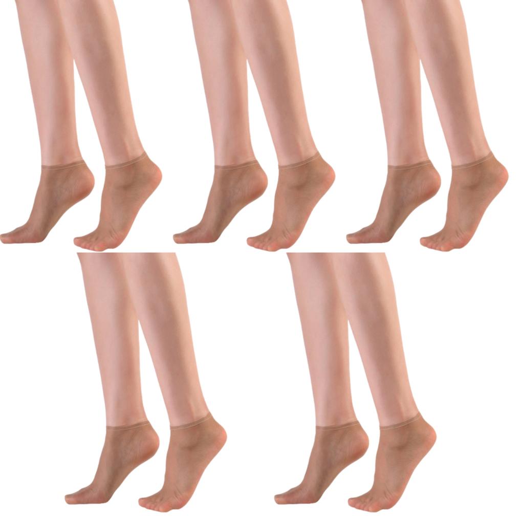 5 Pairs Soft Silky Stockings for Womens Sheer Ankle Socks With Elastic Cuffs Ultra Thin See Through Low Cut Boat Socks