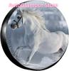 Spare Tire Cover Universal Tires Cover White Horse On Snowy Meadow Car Tire Cover Wheel Weatherproof and Dust-Proof UV S