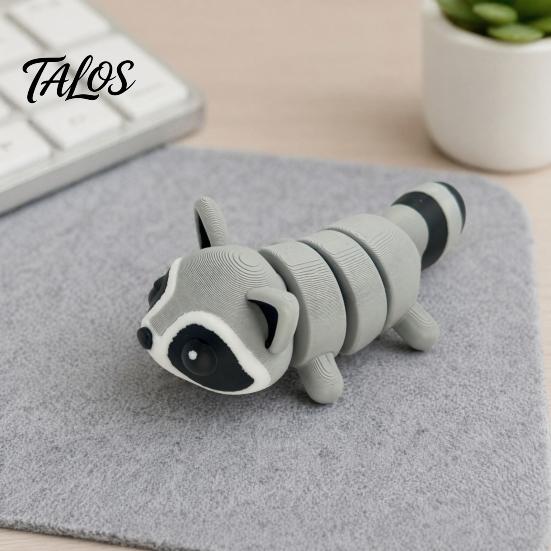 Talos 3D Printed Raccoon Figurine Decoration with Movable Joints, Cute Articulated Animal Desktop Ornament, Stress Relief Toy for Home Office