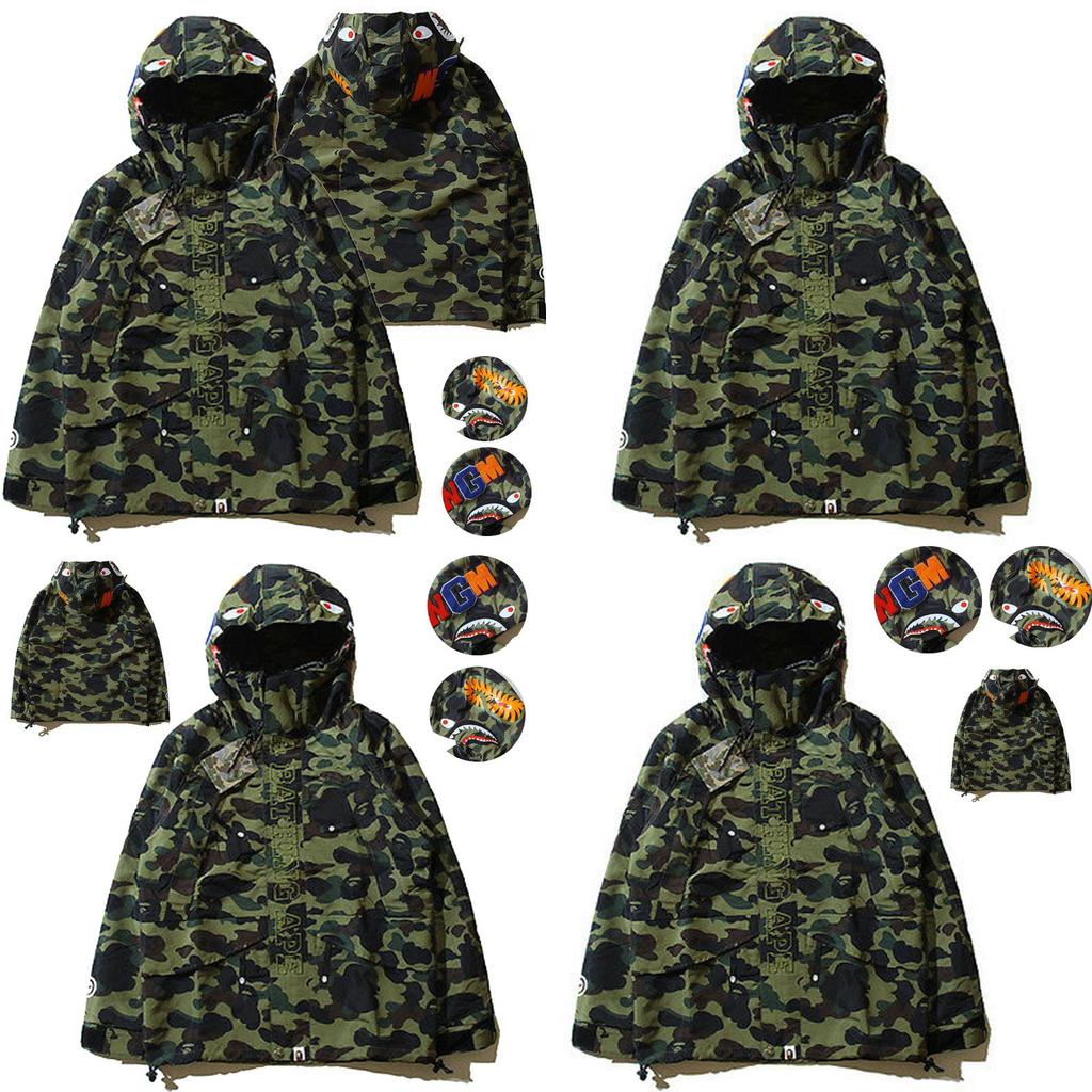 Heren A Bathing Ape Haaienkop Camouflage Hoodie Jas Met Zacht Ademend Materiaal