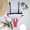 Women's Colour Block Print High-Breasted Straps Bikini Set Two-Piece Swimsuit