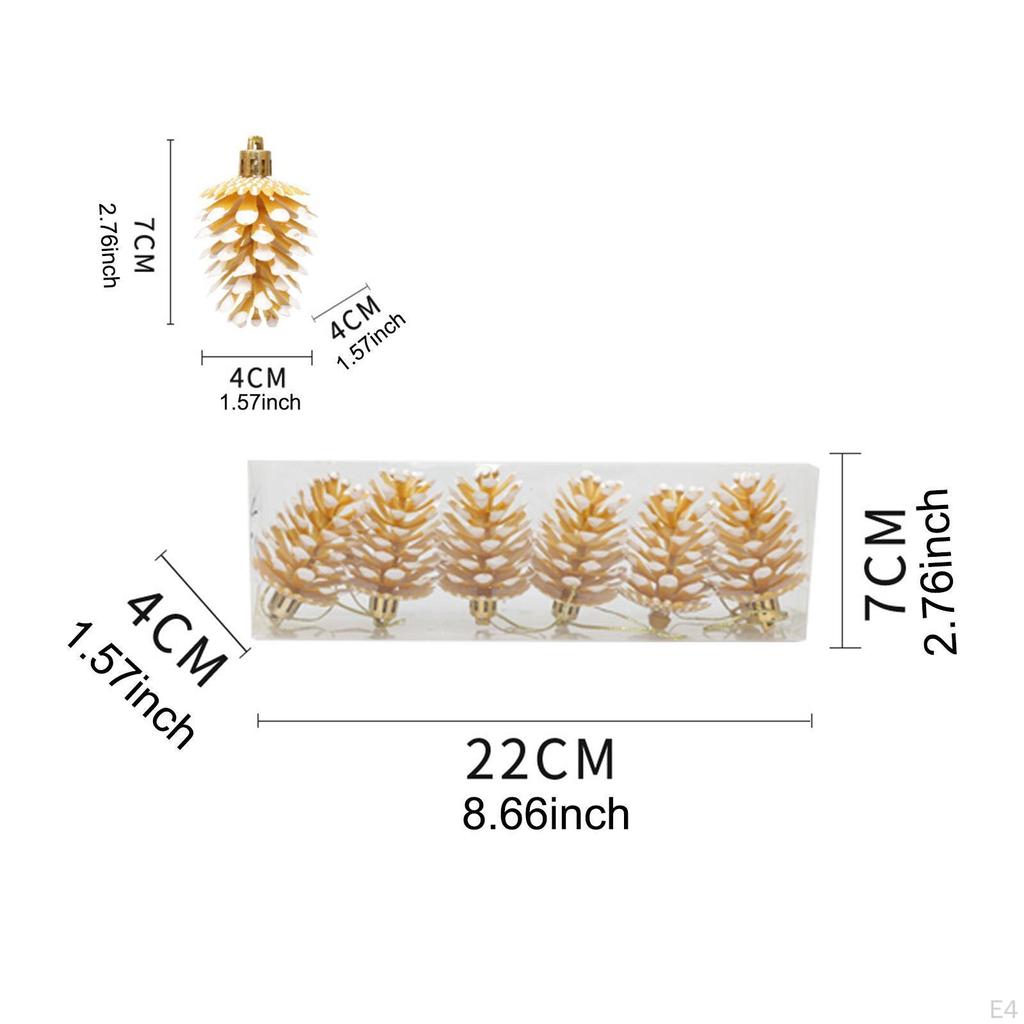 6 Pieces Artificial Pinecones Christmas Tree Decoration Holiday Decorative Xmas Pendant for
