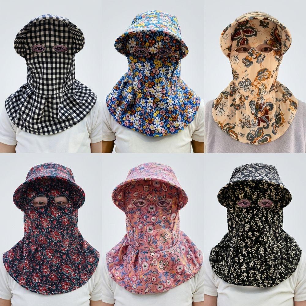 Cappello da Sole con Mascherina a Tesa Larga Traspirante Leggero Cappello da Lavoro per la Raccolta del Tè Copertura Totale Protezione UV Cappello da Pescatore Estivo per Esterno
