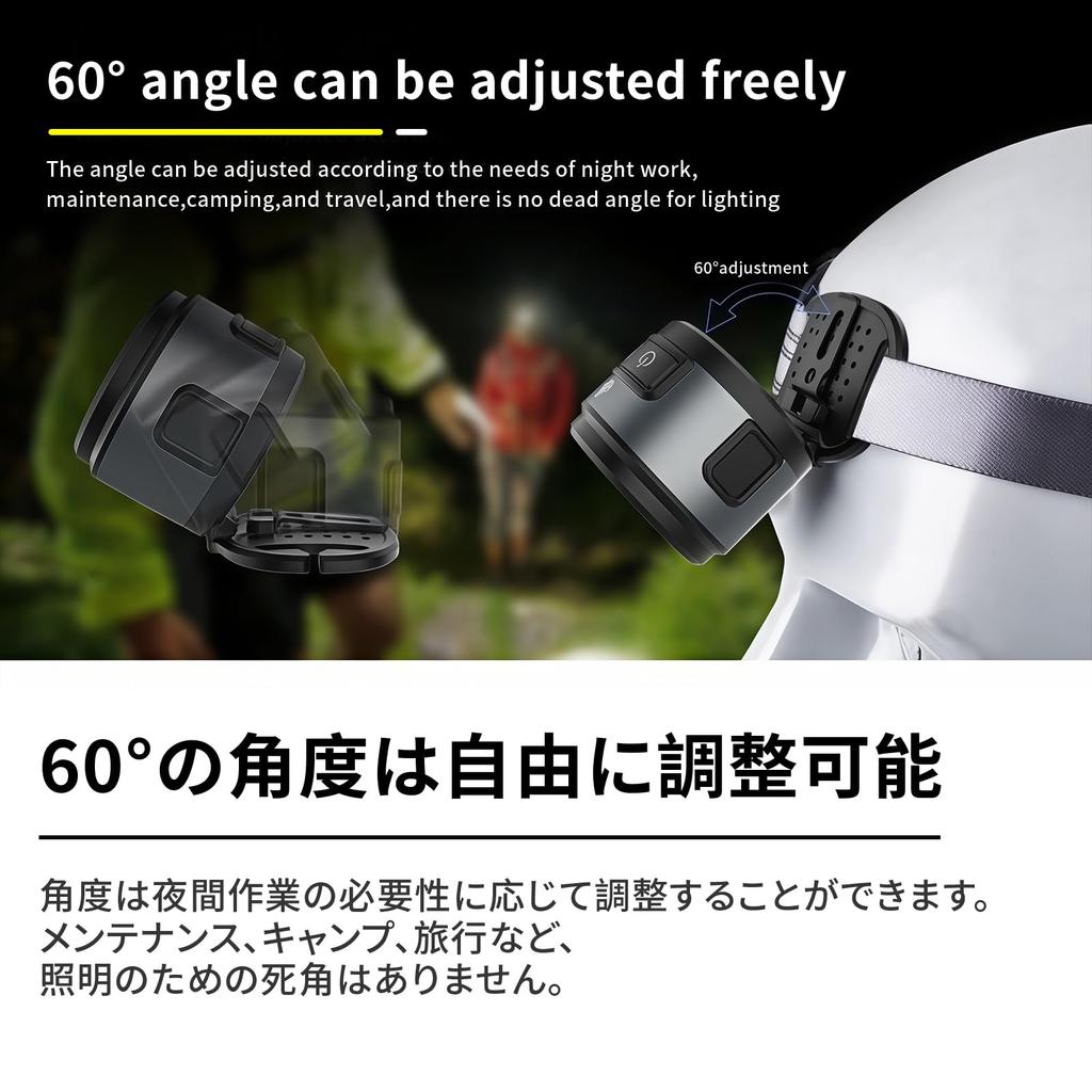 Chfeng USB Rechargeable Headlamp with High White Red SOS Waterproof and Adjustable Compact and Ideal for Night Outdoor and Power Outages Brightness, &