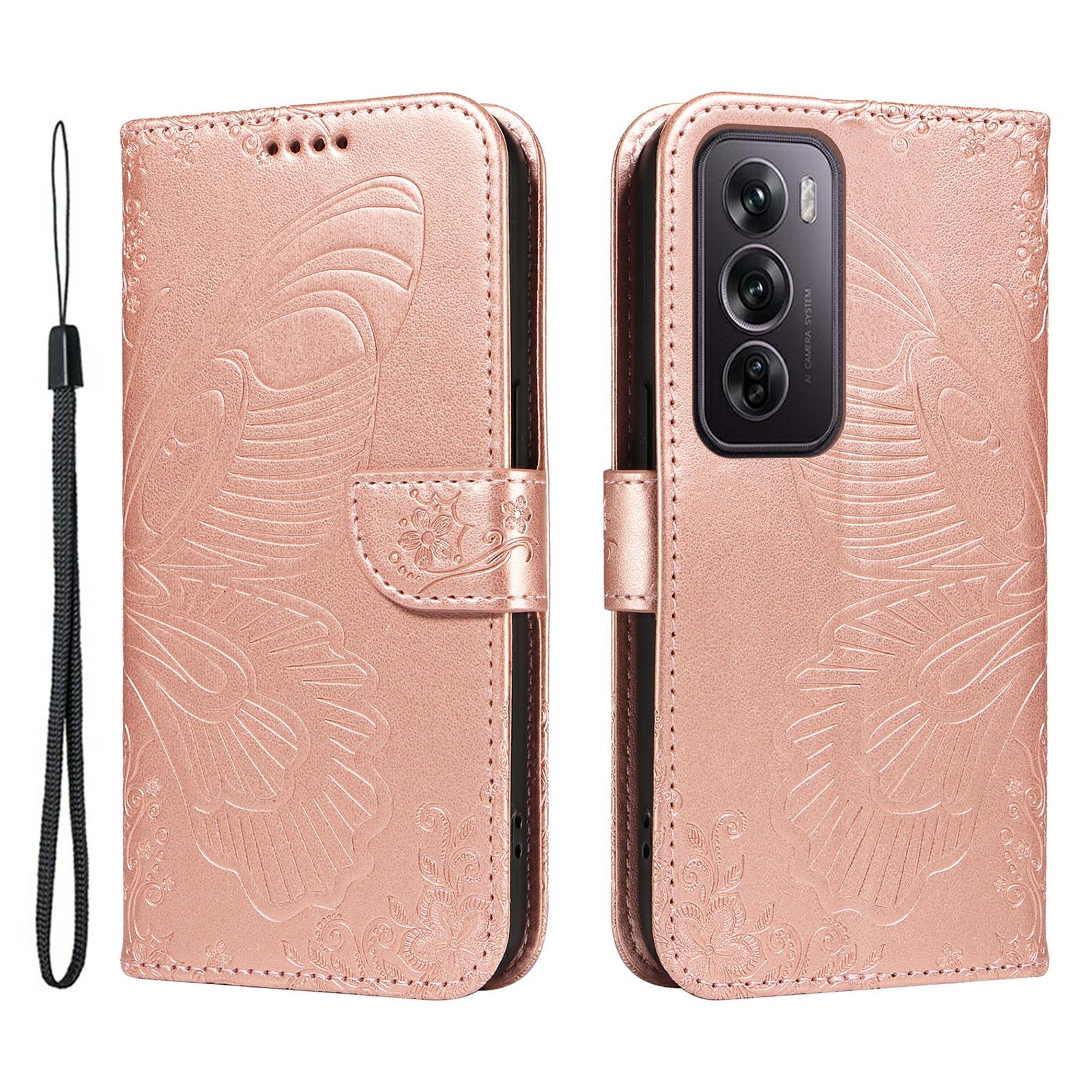 

For Oppo Reno12 Pro 5G (China)/(Global) Case Butterfly PU Leather Phone Cover Scratchproof Protect F