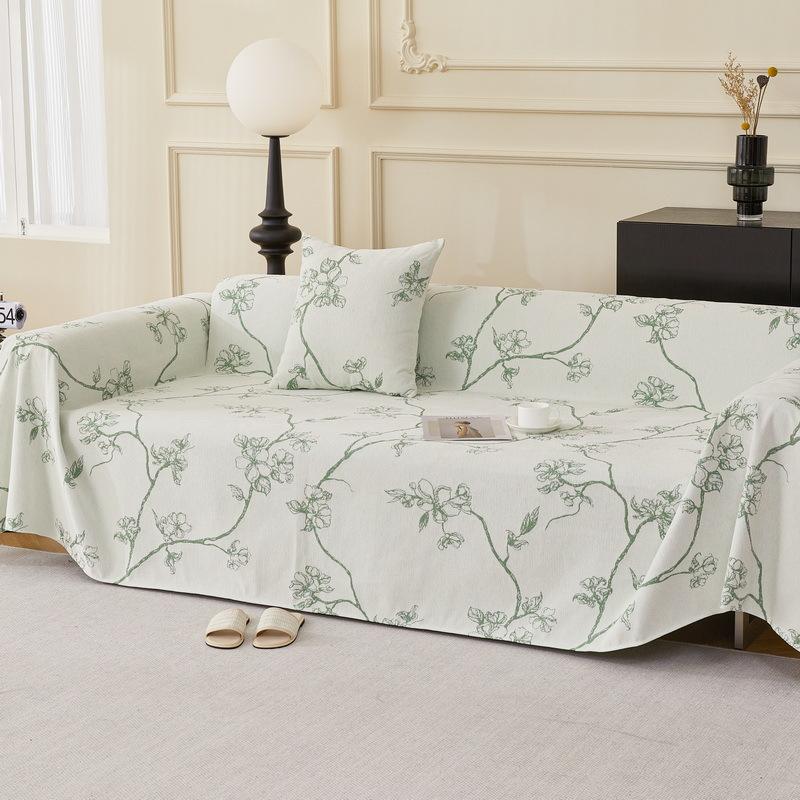 Chenille Reversible Couch Cover Floral Blankets Covers Multifunctional Sofa Towel Blanket Chair Slipcover Fit for All-seasons