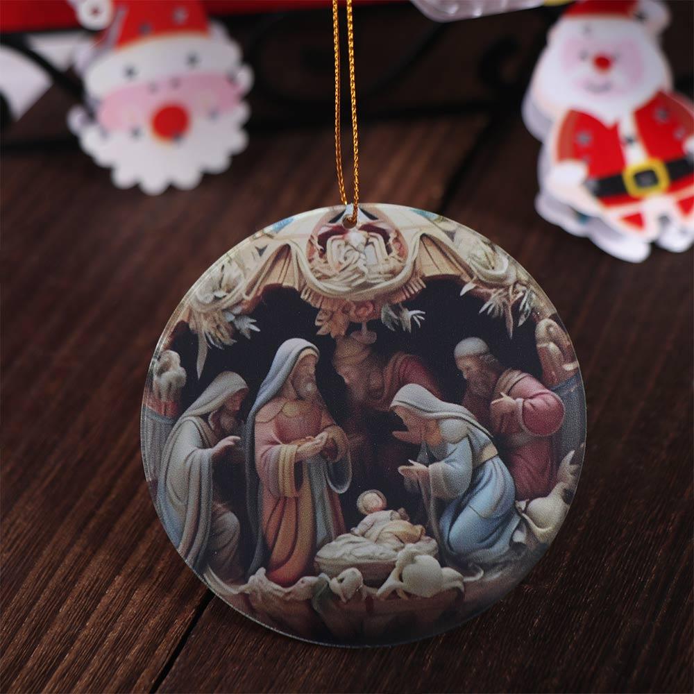 Acrylic Jesus Hanging Ornament Christmas Nativity Xmas Tree Pendants Acrylic Flat Ornaments  Winter