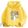 Unisex Kids Hooded Sweatshirt Tom And Jerry Cute Cartoon Print Minimalist Street Casual Outdoor Tops For Boys Girls 3 14 Years