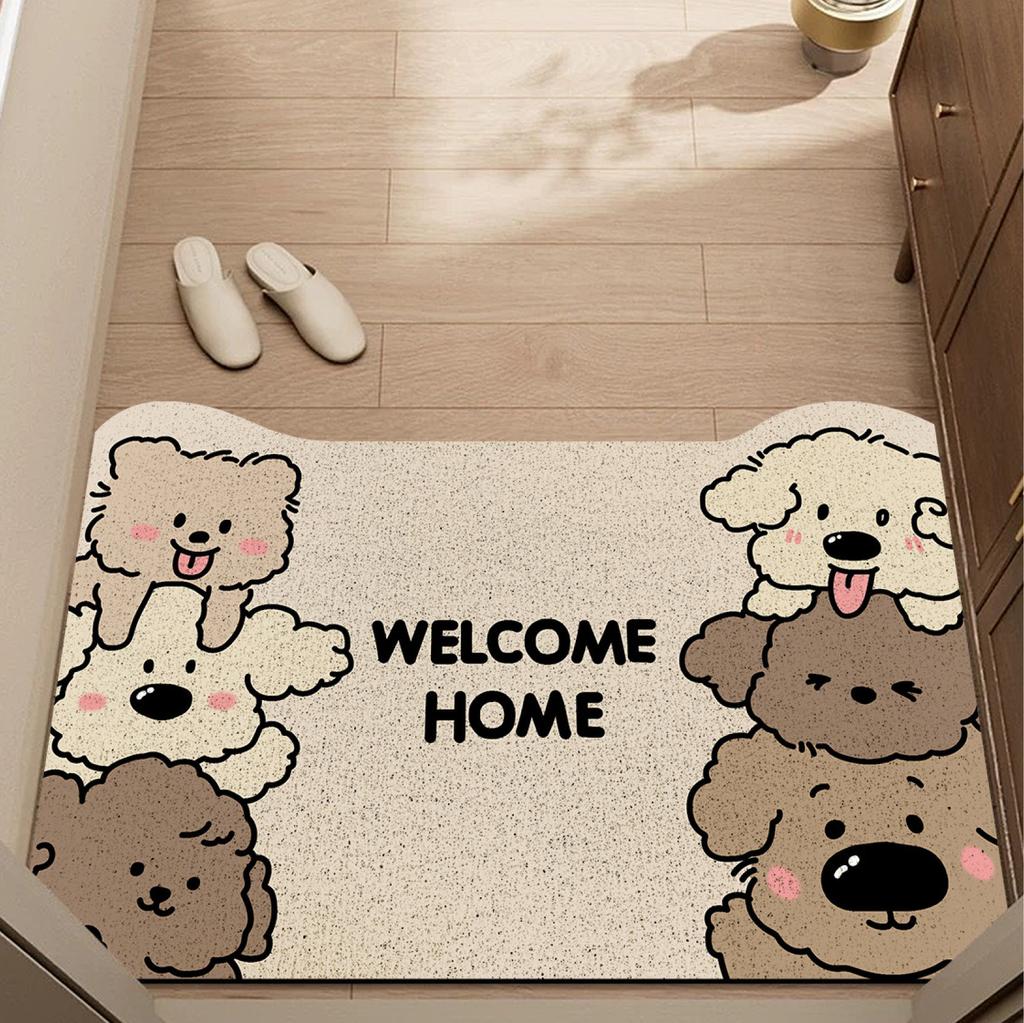 Cute Cartoon Home Floor Mat, Entrance Can Be Cut, Dirt-Resistant Silk Ring Foot Mat, Home Door Non-Slip And Easy To Take Care Of Floor Mat