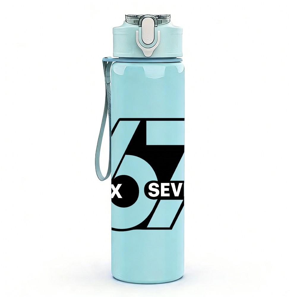1PC Six Seven Outline Retro Number Print 750ml Color Plastic Sports Water Bottle Leakproof Flip Straw Lid Suitable for Sports Office Home Use