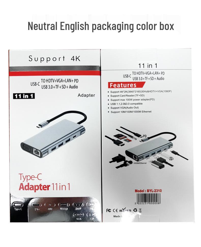 New USB-C Eleven-in-One Gigabit Docking Station with USB 3.0 and VGA Expansion for Laptops