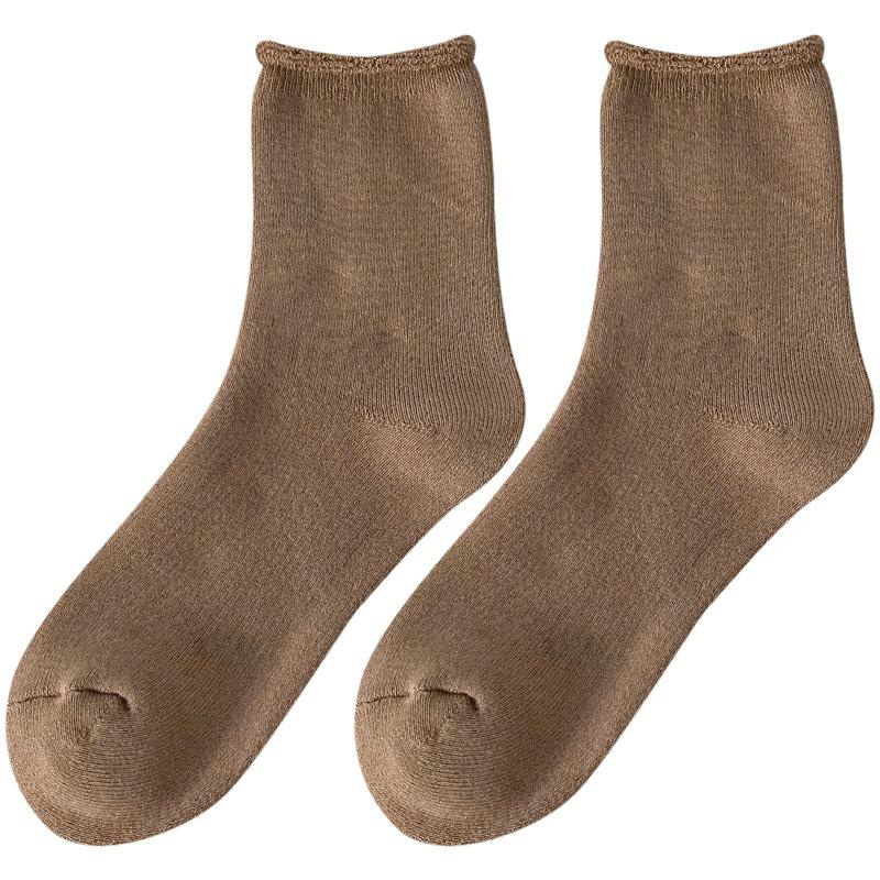 5 Pairs of Women's Autumn and Winter Thick Fleece Warm Wool Circle Cute Roll Tube Socks