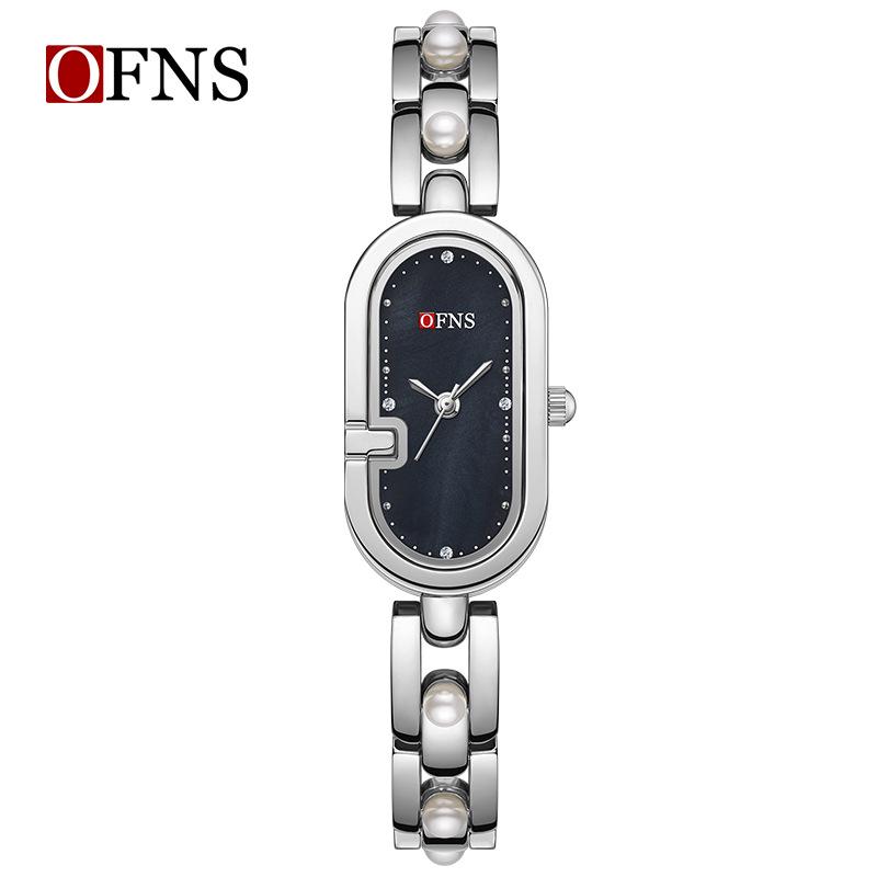 Oufanny Vintage Style Women's Oval Mother-of-Pearl Quartz Watch - Waterproof Alloy Bracelet, High Appearance Value, Versatile for Girls