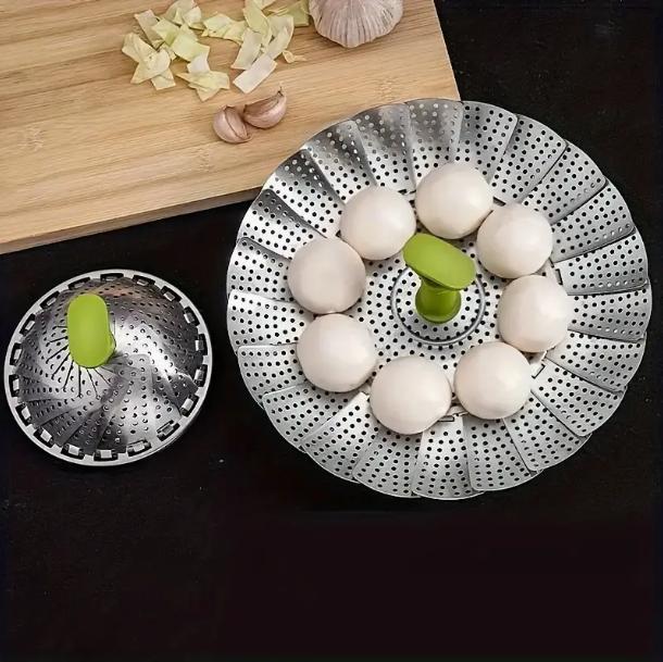 1pc Stainless Steel Lotus Steaming Tray Folding Food Steamer Vegetable Fruit Food Basket Mesh Steamer Rack Cooking Cookware