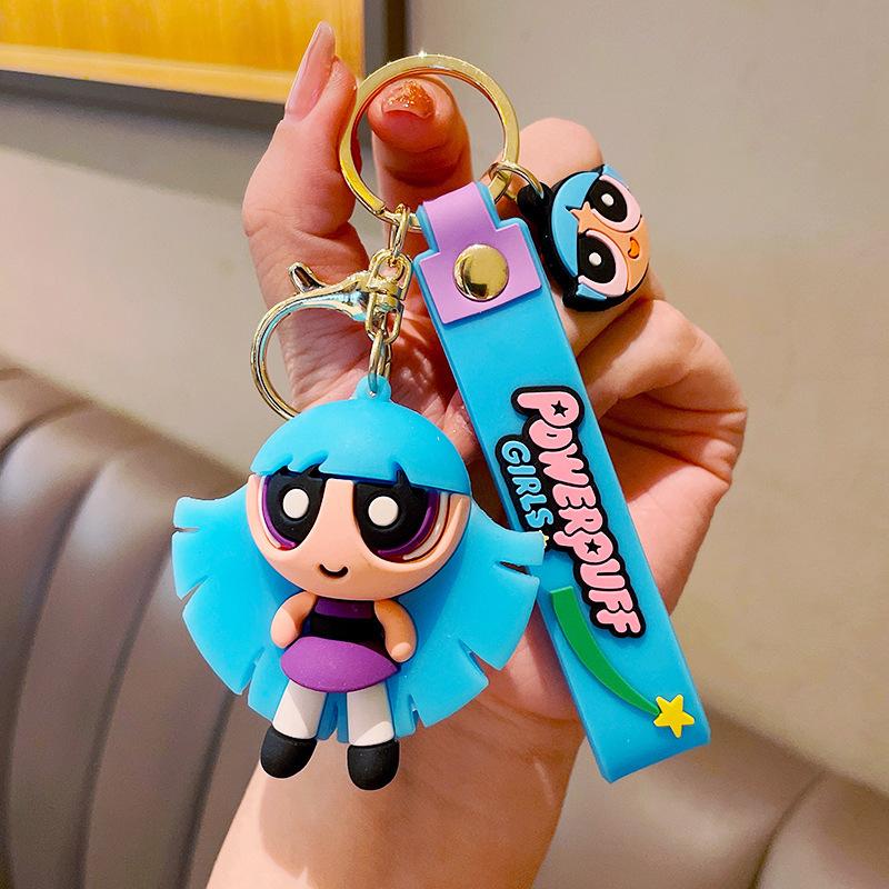 Top-Grade Super Superior-Grade Cute! High-Standard Powerpuff First-Class Girls Premium-Quality Cartoon High-Standard Keychains First-Class Blossom